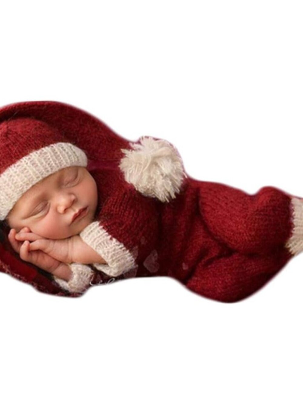 Xmas Newborn Baby Photo Props Boy Outfits Crochet Santa Claus Red Hat Pants